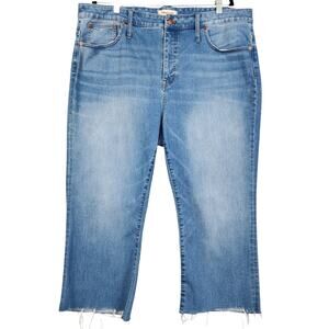 Madewell Womens Cali Demi Boot Jeans Plus Size 35 Cropped Raw Hem High Rise